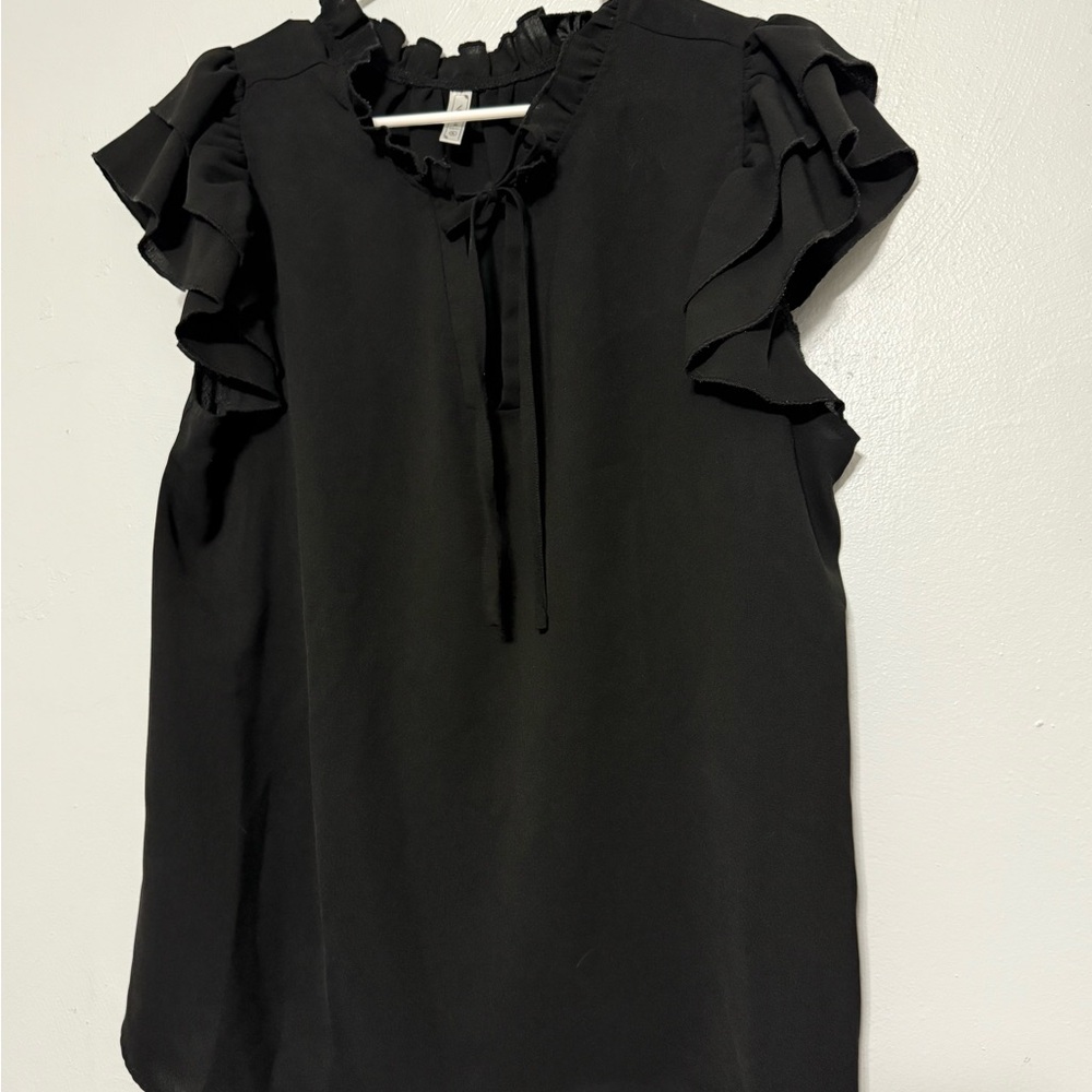 Elegant Black Ruffle Sleeve Top